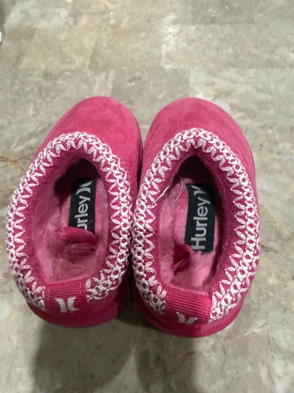 Hurley Kids Bright Pink Plush Slip-On Slippers
